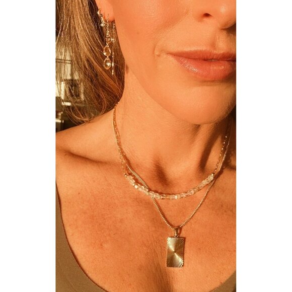 GORGEOUS Jewelry Set Citrine Beaded Necklace & Citrine Threader Earrings - Picture 3 of 15